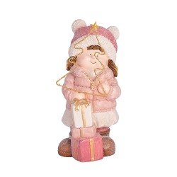 Коледна светеща фигура Elegantz Girl with Christmas tree and gifts with LED , 48 см х 25 см х 22 см, Полирезин, Многоцветен