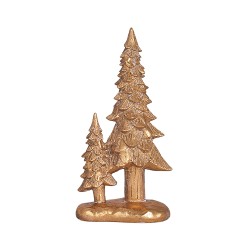 Коледна фигура Elegantz Christmas Double tree  ,15.5 см х 8.7 см х 30.5 см, Полирезин, Златен
