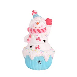 Коледна светеща фигура Elegantz Muffin Snowman with LED, 10.5 см х 9.8см х 18.5см, Теракота, Многоцветен