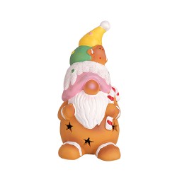 Коледна светеща фигура Elegantz Biscuit Gnome, 10.8 см х 10.8см х 21 см, Теракота, Многоцветен