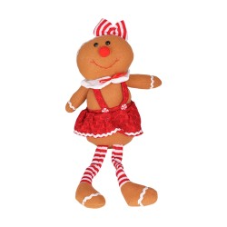Коледна декорация Elegantz Gingerbread Woman, 40 см, Текстил, Многоцветен