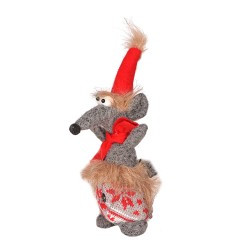 Коледна декорация Elegantz Mini Belly Mouse, 21 см, Текстил, Многоцветен