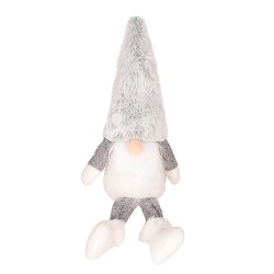 Коледна декорация Elegantz Winter Седящ Гном с висящи крака, 30 х 10 см,Текстил,Gray