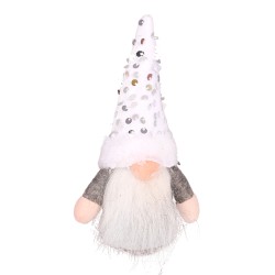 Коледна декорация Elegantz Santa Shine, 17 см,Текстил, Сив