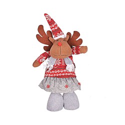 Коледна декорация Elegantz Snow Raindeer Standing  с разтегателни крака Girl , 74 см,Текстил, Многоцветен