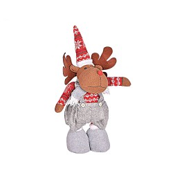 Коледна декорация Elegantz Snow Raindeer Standing  с разтегателни крака Boy , 74 см,Текстил, Многоцветен