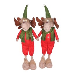 Коледна декорация Elegantz Snowman- Raindeer Standing  с разтегателни крака, 60 см,Текстил, Многоцветен