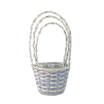 Комплект от 3 ратанови кошници Elegantz Rustic Fresh high handle, Ратан, Многоцветен