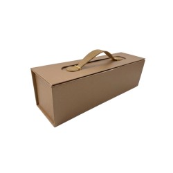 Единична сгъваема подаръчна кутия с кожена дръжка Elegantz Easy Pack Wine.33.5х10.5х10см, Gold