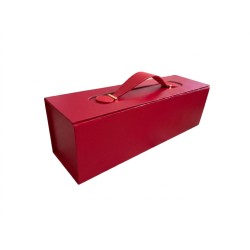 Единична сгъваема подаръчна кутия с кожена дръжка Elegantz Easy Pack Wine.33.5х10.5х10см, Red