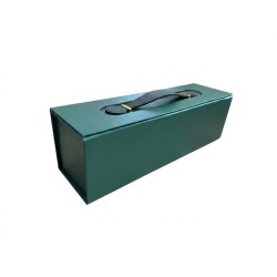 Единична сгъваема подаръчна кутия с кожена дръжка Elegantz Easy Pack Wine.33.5х10.5х10см, Green