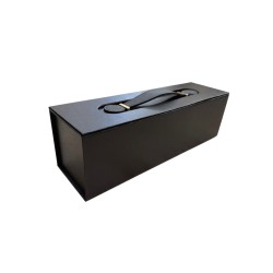 Единична сгъваема подаръчна кутия с кожена дръжка Elegantz Easy Pack Wine.33.5х10.5х10см, Black