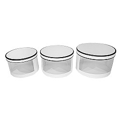 Комплект от 3 подаръчни кутии с прозрачни страни  Elegantz Surprize, Картон, D 14,5 см х 22 см, Бял