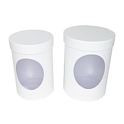 Комплект от 2 подаръчни кутии  Elegantz Тower, Картон, D 23 см х 17 см, Бял