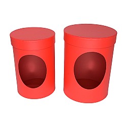Комплект от 2 подаръчни кутии  Elegantz Тower, Картон, D 23 см х 17 см, Червен