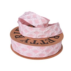 Едноцветна текстилна панделка Elegantz Luxe 3см - Pink