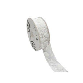 Луксозна панделка органза и дантела Elegantz Lace, 25 мм х 9Y, White