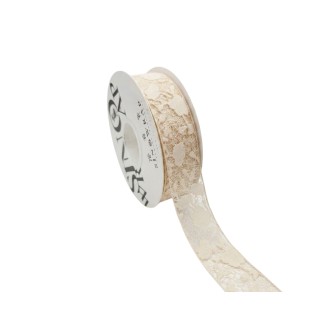 Луксозна панделка органза и дантела Elegantz Lace, 25 мм х 9Y, Cream