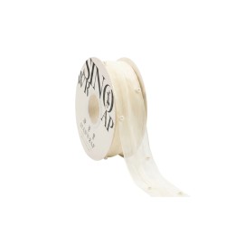 Луксозна панделка сатен с перли Elegantz Pearl, 30 мм х 5Y, White