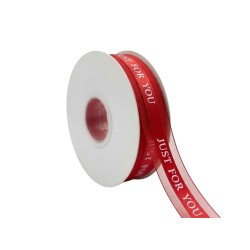 Луксозна панделка органза и сатен Elegantz Jus for You, 2.5 см х 46м, Red