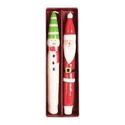 Сет от 2 коледни свещи Elegantz  Christmas HO HO, 2,5 x 26 см, Парафин, Многоцветен