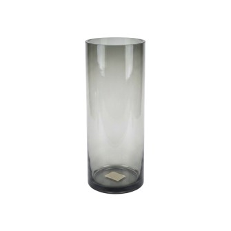 Elegantz Topper Black L Glass Vase, Ø 12 x 40 cm, Glass, Transparent Smoky Black