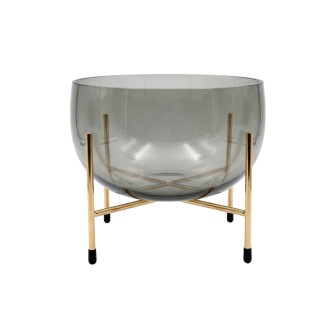 Стъклен съд със златна поставка Elegantz Échasse Glass, Стъкло, 14х21см, Опушено черно