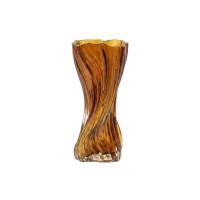 Стъклена ваза Elegantz Twistet Vase, Стъкло, 30х12х8см, Прозрачен Кехлибарен