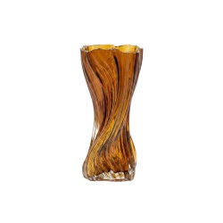 Стъклена ваза Elegantz Twistet Vase, Стъкло, 30х12х8см, Прозрачен Кехлибарен