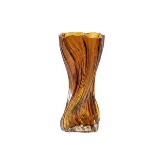 Стъклена ваза Elegantz Twistet Vase, Стъкло, 30х12х8см, Прозрачен Кехлибарен