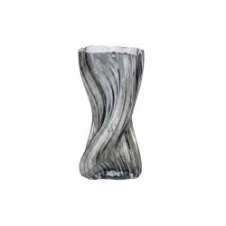 Стъклена ваза Elegantz Twistet Vase S, Стъкло, 25х12х8см, Прозрачен Опушено черен