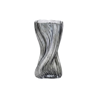 Стъклена ваза Elegantz Twistet Vase S, Стъкло, 25х12х8см, Прозрачен Опушено черен