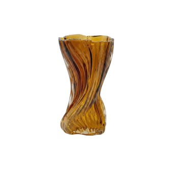 Стъклена ваза Elegantz Twistet Vase S, Стъкло, 25х12х8см, Прозрачен Кехлибарен