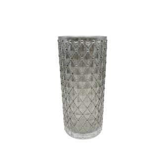 Стъклена ваза Elegantz Rhomb dots Vase, Стъкло, 23х10см, Прозрачен Опушено черно