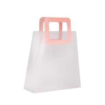 Торбичка за аранжировка  с кожена дръжка Elegantz  Transparent  M, Прозрачен/Розов
