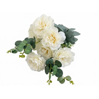 Изкуствен букет Божури Elegantz Garden Powder, 60см, White